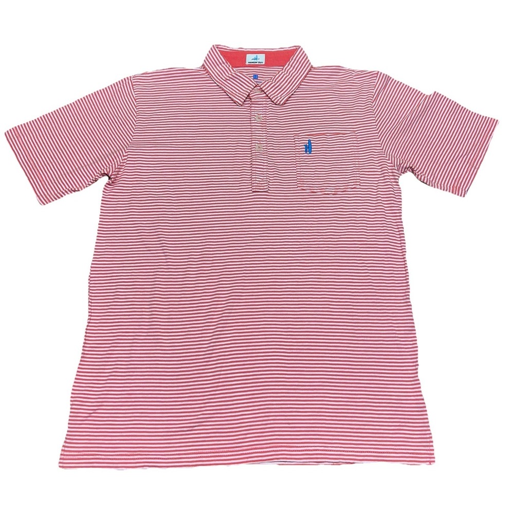 Johnnie-O Hangin' Out Red Rapture Striped Short Sleeve Cotton Golf‎ Polo Boys 14 - Picture 2 of 7